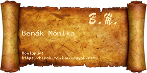 Benák Mónika névjegykártya